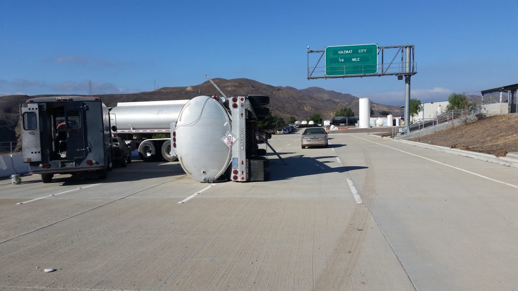 overturned tanker truck