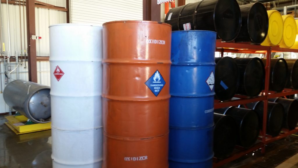 multiple hazmat drums